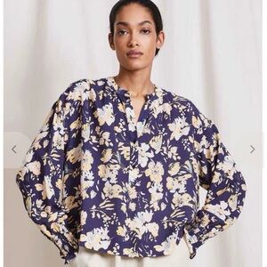 Apiece Apart Oriana Popover Painterly Floral Blouse
